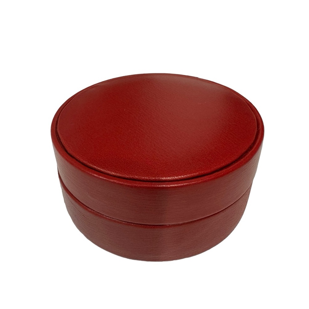 Cole Haan Round Red Leather Jewelry Box, GUC